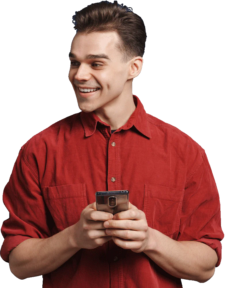 young white man wearing shirt smiling and using ce 2022 12 12 18 33 18 utc