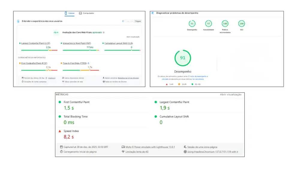 Experiência de página e desempenho