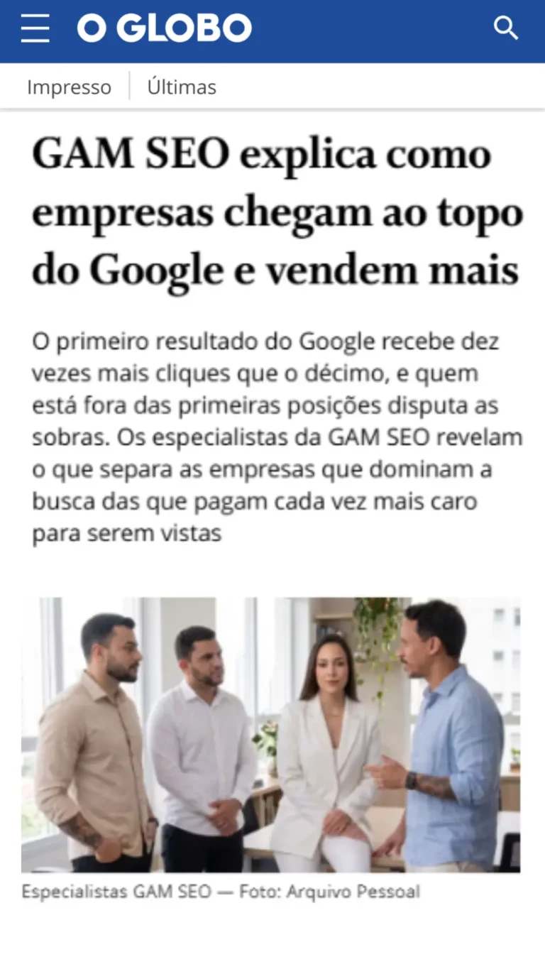 Matéria GAM SEO O GLOBO