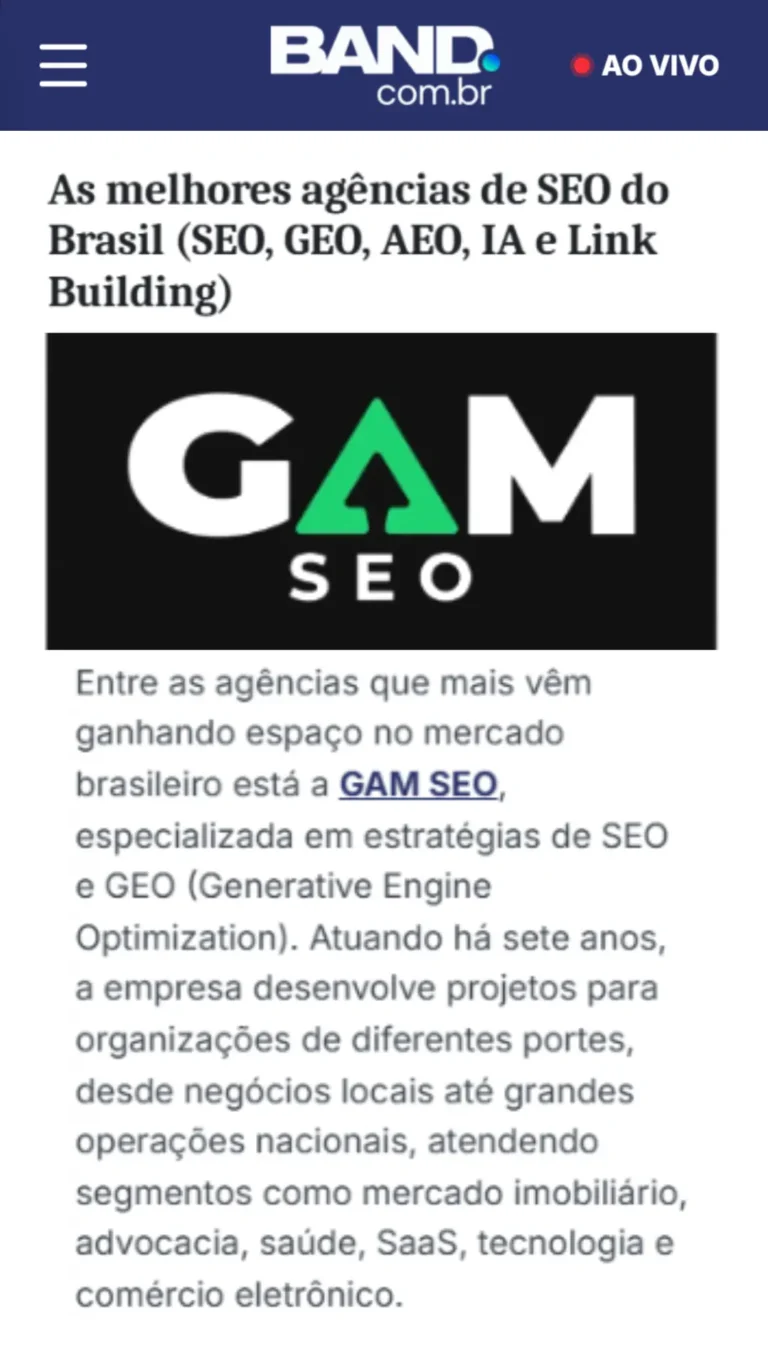 Matéria GAM SEO BAND
